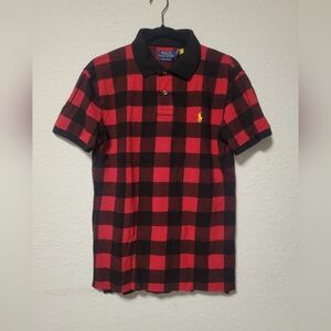 Ralph Lauren Men's Checkered Red and Black Polo Shirt